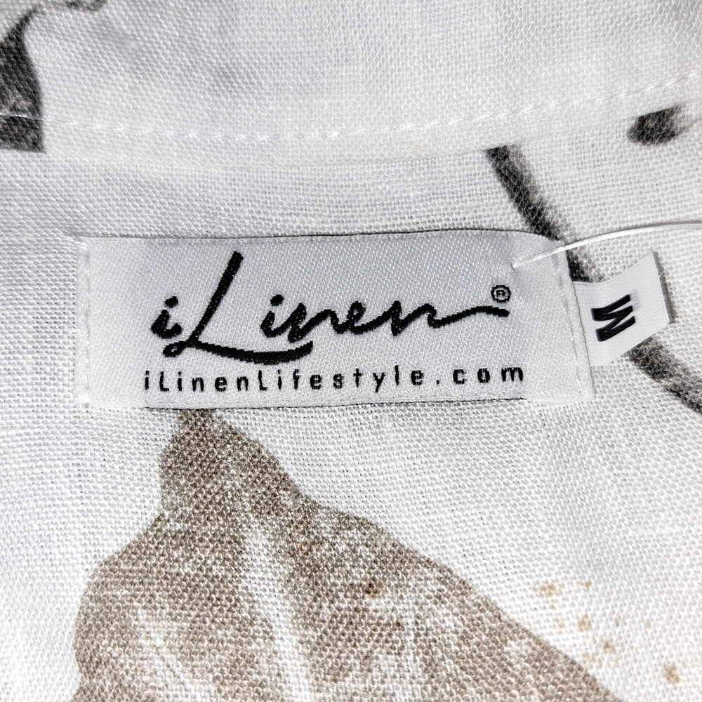 I Linen Lifestyle Elegant Light Gray and Blu Linen Blouse - Picture 8 of 10
